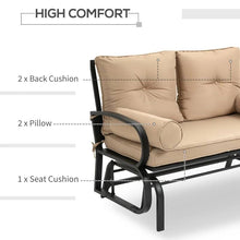 Load image into Gallery viewer, Outdoor Garden Patio Rocking Glider Chair Loveseat with Tan Khaki Cushions