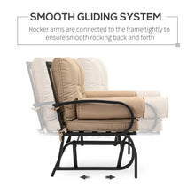 Load image into Gallery viewer, Outdoor Garden Patio Rocking Glider Chair Loveseat with Tan Khaki Cushions