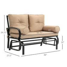 Load image into Gallery viewer, Outdoor Garden Patio Rocking Glider Chair Loveseat with Tan Khaki Cushions