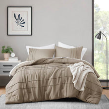 Load image into Gallery viewer, Twin/Twin XL Microfiber Pleated Soft Lightweight Comforter Set Tan Khaki