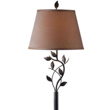 Load image into Gallery viewer, Vine Leaves Rubbed Bronze Finish Floor Lamp with 15-inch Gold Tapered Shade