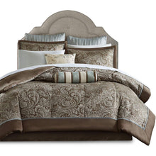 Load image into Gallery viewer, King 12 Piece Cotton Polyester Comforter Set Blue Paisley