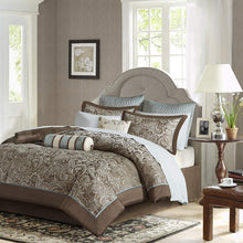 Load image into Gallery viewer, King 12 Piece Cotton Polyester Comforter Set Blue Paisley