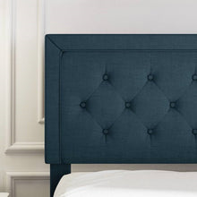 Load image into Gallery viewer, King Adjustable Height Platform Bed Frame with Blue Upholstered Headboard
