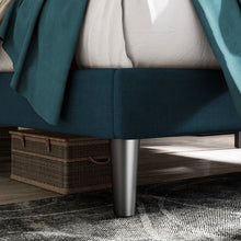 Load image into Gallery viewer, King Adjustable Height Platform Bed Frame with Blue Upholstered Headboard