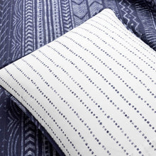 Load image into Gallery viewer, King size Scandinavian Chevron Navy Blue White Reversible Cotton Quilt Set