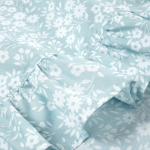 Load image into Gallery viewer, King Size Polyester Blue Ruffle Floral 6 Piece Sheet Set