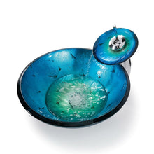 Load image into Gallery viewer, Round Blue Tempered Glass Vessel Bathroom Sink