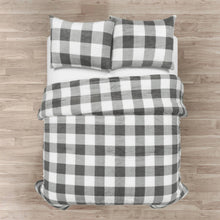 Load image into Gallery viewer, King Size Plaid Soft Faux Fur Comforter Set in Black White Grey