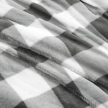 Load image into Gallery viewer, King Size Plaid Soft Faux Fur Comforter Set in Black White Grey