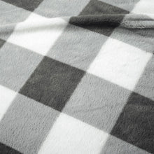 Load image into Gallery viewer, King Size Plaid Soft Faux Fur Comforter Set in Black White Grey