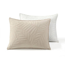 Load image into Gallery viewer, King size Lightweight Fern Leaf Reversible 3-PC White Beige Cotton Quilt Set