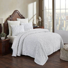 Load image into Gallery viewer, King Size 100-Percent Cotton Chenille 3-Piece Coverlet Bedspread Set in White
