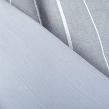 Load image into Gallery viewer, King/California King Blue Grey Off-White Stripe 3-Piece Comforter Set