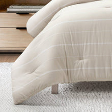Load image into Gallery viewer, King/California King Beige Off-White Stripe Lightweight 3-Piece Comforter Set