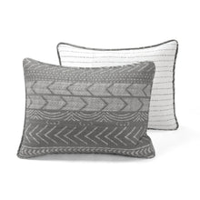 Load image into Gallery viewer, King Size Scandinavian Dark Grey Chevron Stripe Reversible Cotton Quilt Set