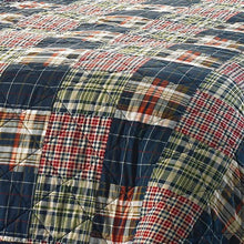 Load image into Gallery viewer, King size Farmhouse Red Navy Plaid 100-Percent Cotton Reversible Quilt Set