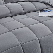 Load image into Gallery viewer, King Size Grey 3 Piece Microfiber Reversible Comforter Set