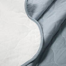 Load image into Gallery viewer, King/Cal King White Blue Scalloped Edge Reversible Thin Light Quilt Set