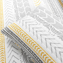 Load image into Gallery viewer, King Scandinavian Grey/Yellow/White Chevron Stripe Reversible Cotton Quilt Set