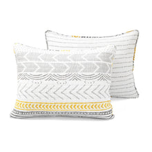 Load image into Gallery viewer, King Scandinavian Grey/Yellow/White Chevron Stripe Reversible Cotton Quilt Set