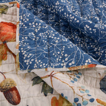 Load image into Gallery viewer, King 3 Piece Blue Beige Birds Animals Floral Microfiber Reversible Quilt Set