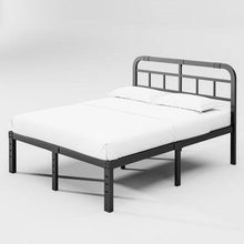Load image into Gallery viewer, King Size Heavy Duty Black Metal Platform Bed Frame with Headboard