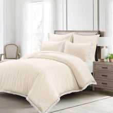 Load image into Gallery viewer, King French Country Ivory 5-Piece Lightweight Comforter Set with Lace Trim