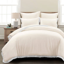 Load image into Gallery viewer, King French Country Ivory 5-Piece Lightweight Comforter Set with Lace Trim
