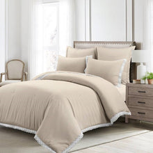 Load image into Gallery viewer, King French Country Beige Tan 5-Piece Lightweight Comforter Set with Lace Trim