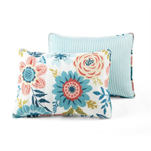 Load image into Gallery viewer, King size Lightweight Floral Teal Blue Pink White 3-Piece Polyester Quilt Set