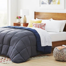 Load image into Gallery viewer, King All Seasons Grey/Navy Reversible Polyester Down Alternative Comforter
