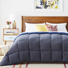 Load image into Gallery viewer, King All Seasons Grey/Navy Reversible Polyester Down Alternative Comforter