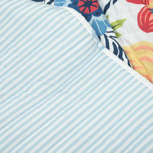 Load image into Gallery viewer, King size Lightweight Floral Navy Blue Coral White 3-Piece Polyester Quilt Set