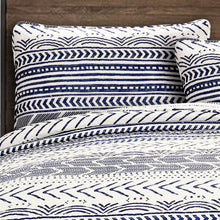 Load image into Gallery viewer, 3 Piece Scandinavian Blue White Reversible Cotton Set in King
