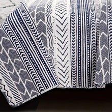 Load image into Gallery viewer, 3 Piece Scandinavian Blue White Reversible Cotton Set in King