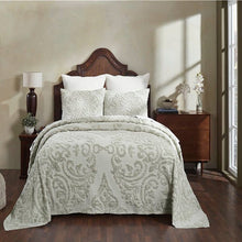 Load image into Gallery viewer, King Size 100-Percent Cotton Chenille 3-Piece Coverlet Bedspread Set in Sage