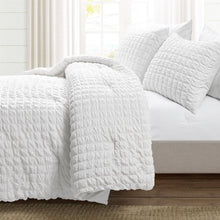 Load image into Gallery viewer, King Size Crinkled Textured 3 Piece Comforter Set White