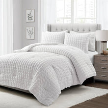 Load image into Gallery viewer, King Size Crinkled Textured 3 Piece Comforter Set White