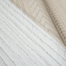 Load image into Gallery viewer, King Scandinavian Chevron Beige Tan White Reversible Cotton Quilt Set