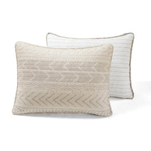 Load image into Gallery viewer, King Scandinavian Chevron Beige Tan White Reversible Cotton Quilt Set