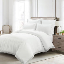 Load image into Gallery viewer, King size White 5-Piece Lightweight Polyester Comforter Set with Lace Trim