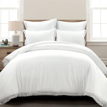 Load image into Gallery viewer, King size White 5-Piece Lightweight Polyester Comforter Set with Lace Trim