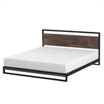 Load image into Gallery viewer, King size Modern Metal Wood Platform Bed Frame with Headboard in Gray