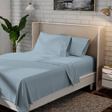 Load image into Gallery viewer, King size Aqua Blue 100-Percent Certified Organic Cotton Sheet Set