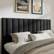 Load image into Gallery viewer, King size Modern Black Velvet Upholstered Platform Bed with Headboard