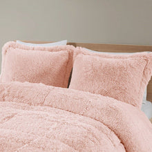 Load image into Gallery viewer, King/CAL King Pink Blush Soft Sherpa Faux Fur 3-Piece Comforter Set with Shams