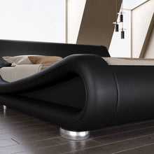 Load image into Gallery viewer, King Modern Black Upholstered Platform Bed Frame with Sleigh Curved Headboard