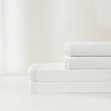 Load image into Gallery viewer, King Size 4 Piece 100-Percent Cotton Sheet Set in White with Lace Trim