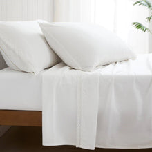 Load image into Gallery viewer, King Size 4 Piece 100-Percent Cotton Sheet Set in White with Lace Trim